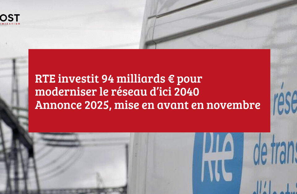 RTE investit 94 milliards € pour moderniser le réseau d’ici 2040 Annonce 2025, mise en avant en novembre